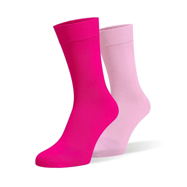 Hot Pink & Candy Pink Odd Socks – Mismatched Cotton Crew Socks - Odd Socks