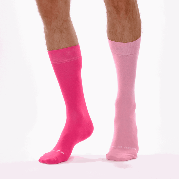 Hot Pink & Candy Pink Odd Socks – Mismatched Cotton Crew Socks - Odd Socks