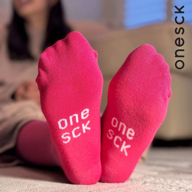Hot Pink Organic Cotton Crew Kids Socks - Twin Socks