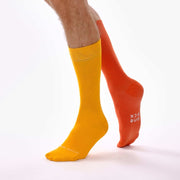 Light Orange & Burnt Orange Odd Socks – Mismatched Cotton Crew Socks - Odd Socks