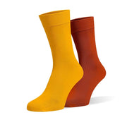 Light Orange & Burnt Orange Odd Socks – Mismatched Cotton Crew Socks - Odd Socks