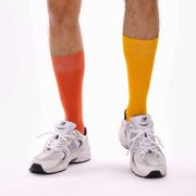 Light Orange & Burnt Orange Odd Socks – Mismatched Cotton Crew Socks - Odd Socks