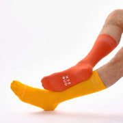 Light Orange & Burnt Orange Odd Socks – Mismatched Cotton Crew Socks - Odd Socks