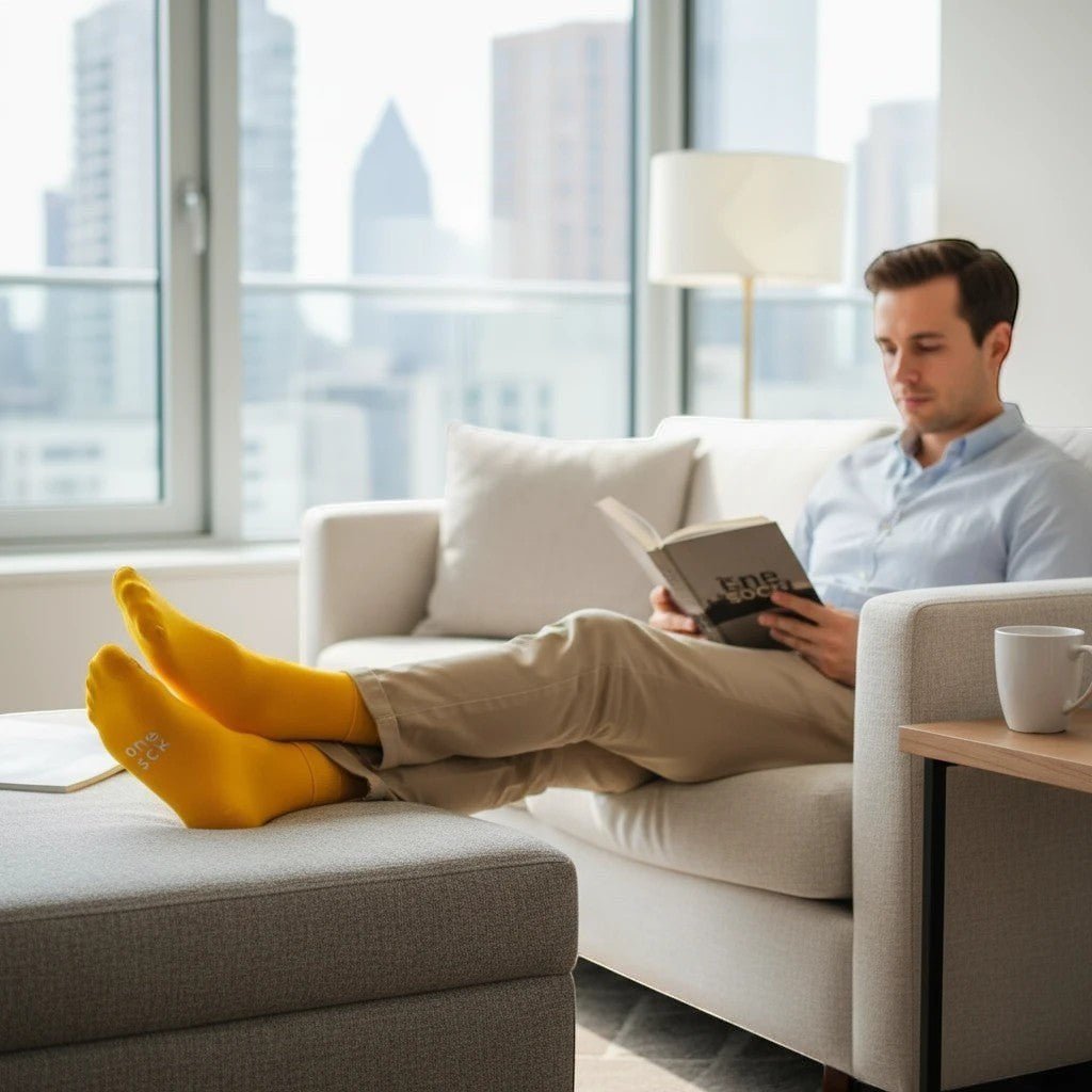 Light Orange Cotton Crew Socks -Pair Socks