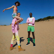 Light Orange & Hot Pink Odd Socks – Mismatched Cotton Crew Socks - Odd Socks