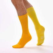 Light Orange & Yellow Odd Socks – Mismatched Cotton Crew Socks - Odd Socks