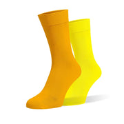 Light Orange & Yellow Odd Socks – Mismatched Cotton Crew Socks - Odd Socks