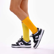 Light Orange & Yellow Odd Socks – Mismatched Cotton Crew Socks - Odd Socks