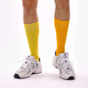 Light Orange & Yellow Odd Socks – Mismatched Cotton Crew Socks - Odd Socks