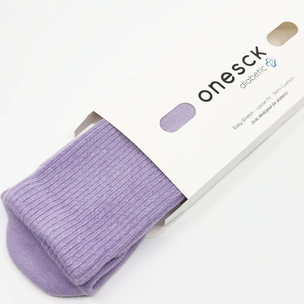 Lilac Diabetic Socks Cotton Crew Ribbed - Twin Socks