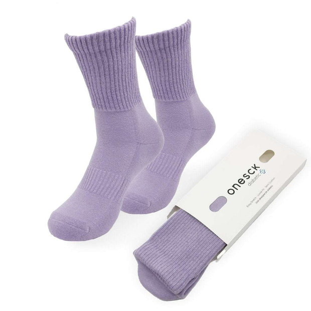 Lilac Diabetic Socks Cotton Crew Ribbed - Twin Socks