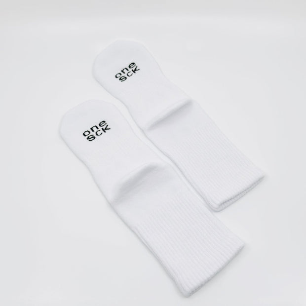 Off White Cotton Crew Ribbed Diabetic Socks - Twin Socks