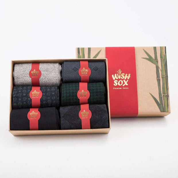 Premium Bamboo Crew Socks Gift Box for Men – 6 Pairs | Classic Office Socks - Bamboo Socks