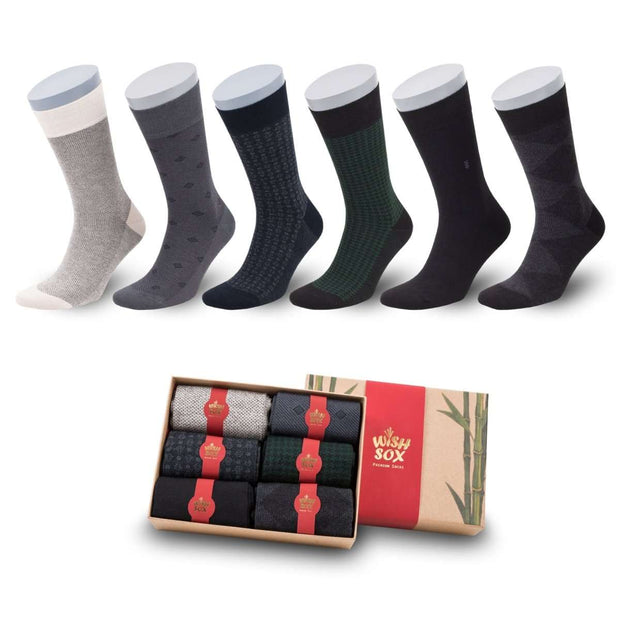 Premium Bamboo Crew Socks Gift Box for Men – 6 Pairs | Classic Office Socks - Bamboo Socks