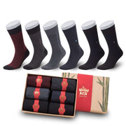Premium Bamboo Crew Socks Gift Box for Men – 6 Pairs | Classic Office Socks - Bamboo Socks