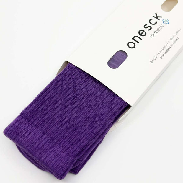 Purple Cotton Crew Ribbed Diabetic Socks - Twin Socks