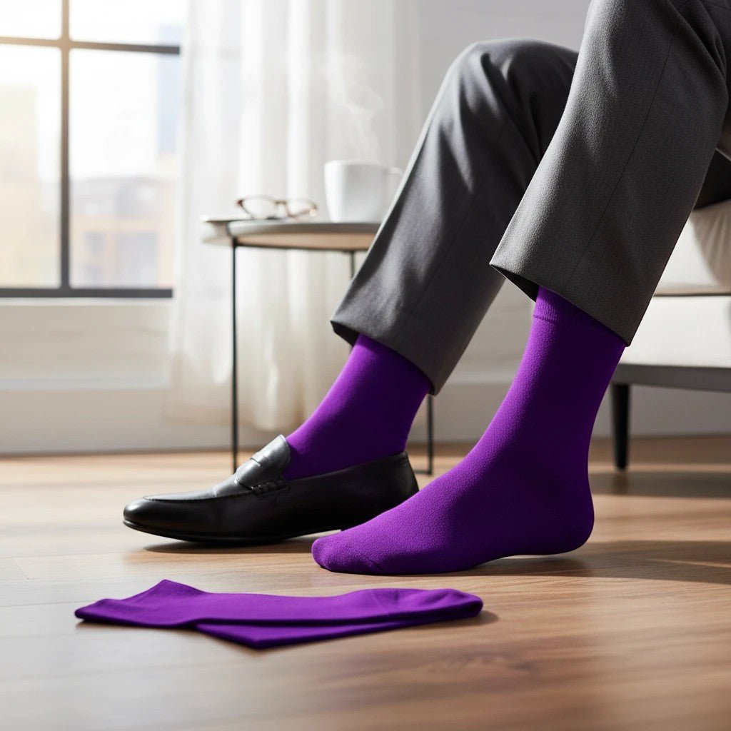 Purple Cotton Crew Socks -Pair Socks
