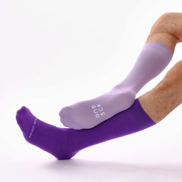 Purple & Lilac Odd Socks – Mismatched Cotton Crew Socks - Odd Socks
