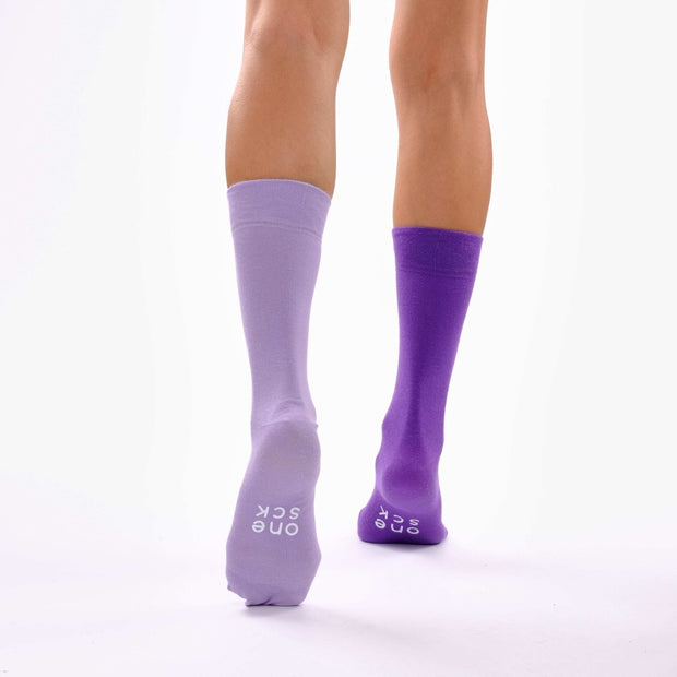 Purple & Lilac Odd Socks – Mismatched Cotton Crew Socks - Odd Socks