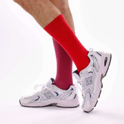 Red & Burgundy Odd Socks – Mismatched Cotton Crew Socks - Odd Socks
