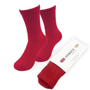 Red Cotton Crew Ribbed Diabetic Socks - Twin Socks