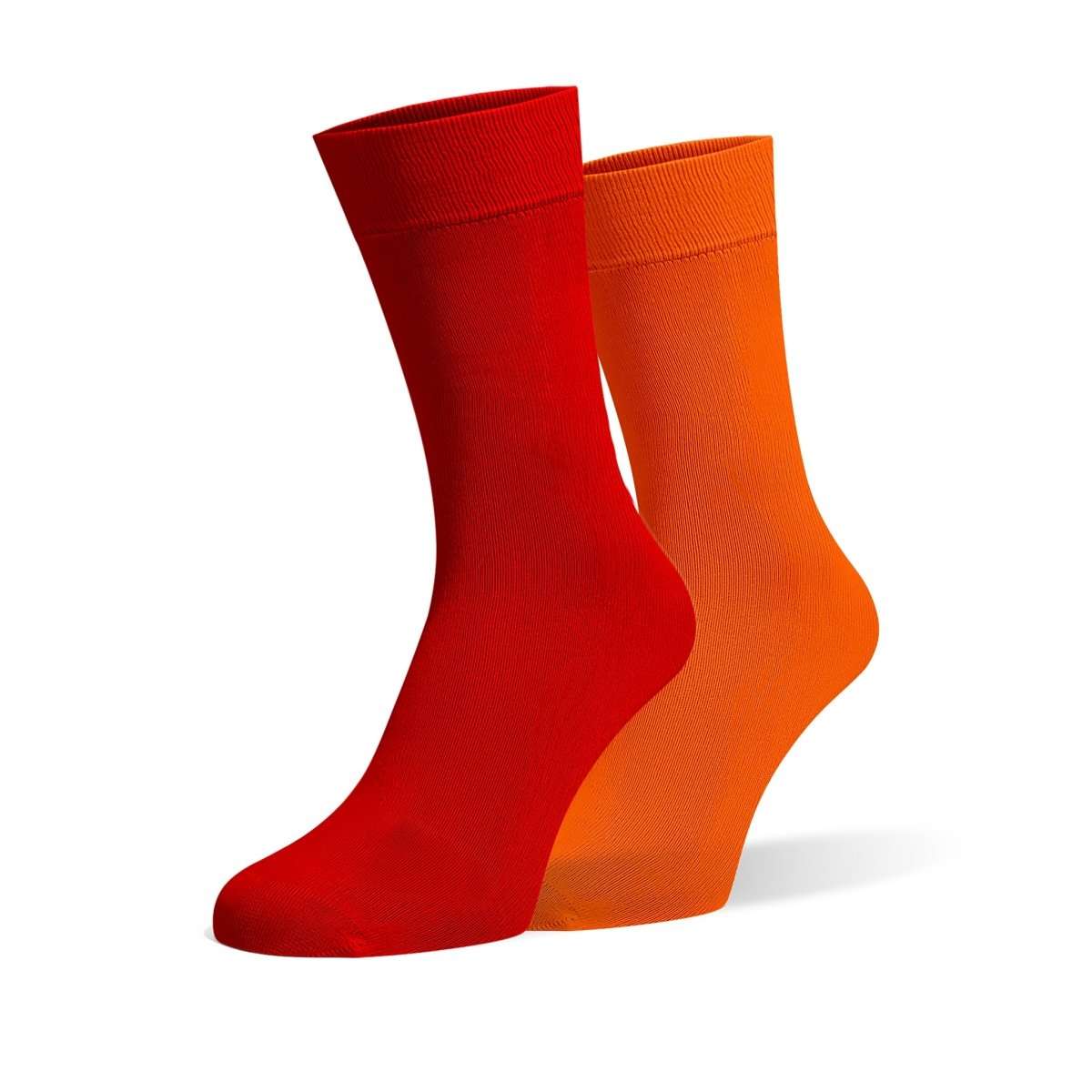 Red & Orange Odd Socks – Mismatched Cotton Crew Socks - Odd Socks