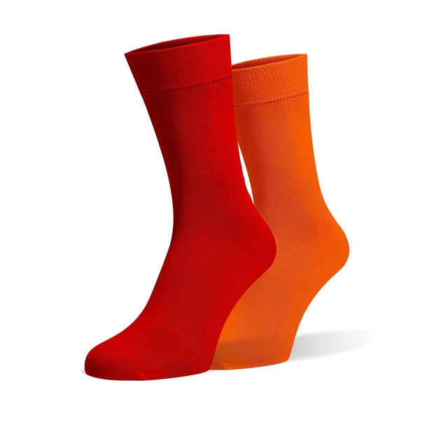 Red & Orange Odd Socks – Mismatched Cotton Crew Socks - Odd Socks