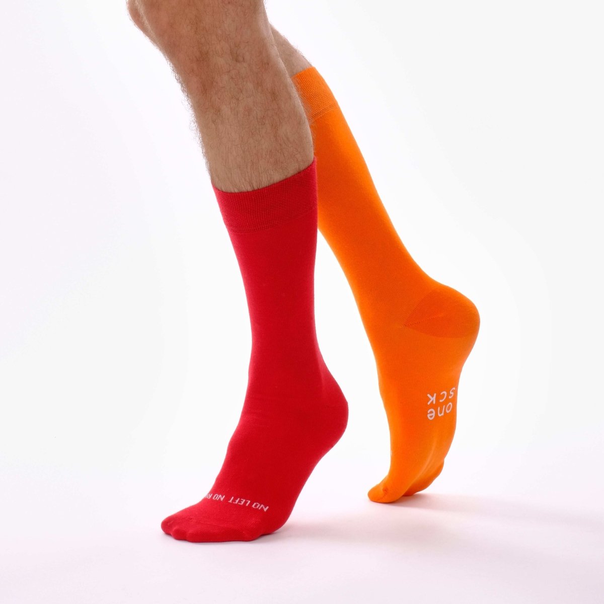 Red & Orange Odd Socks – Mismatched Cotton Crew Socks - Odd Socks