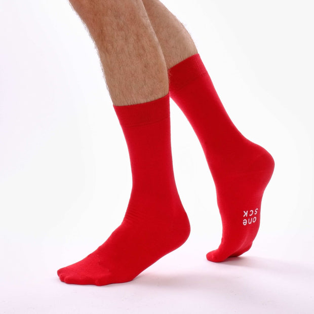 Red Organic Cotton Crew Socks - Twin Socks