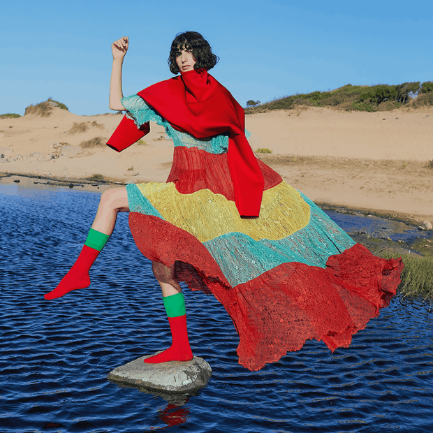 Red Organic Cotton Crew Socks - Twin Socks