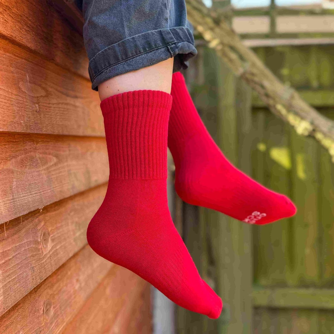 Red Ribbed Soft Touch Cotton Socks -Pair Socks