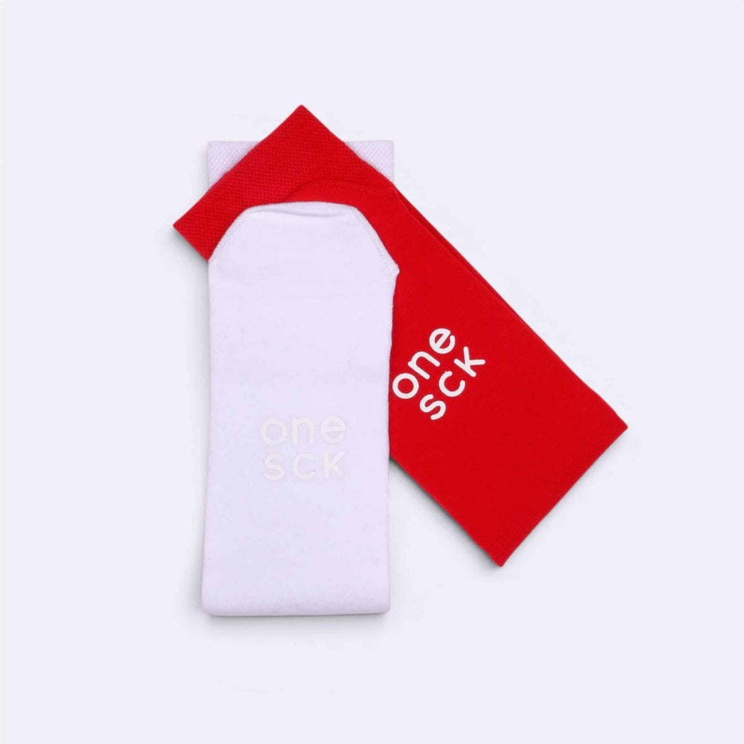Red &amp; White Football Fan Socks - Team Colour Socks -Odd Socks