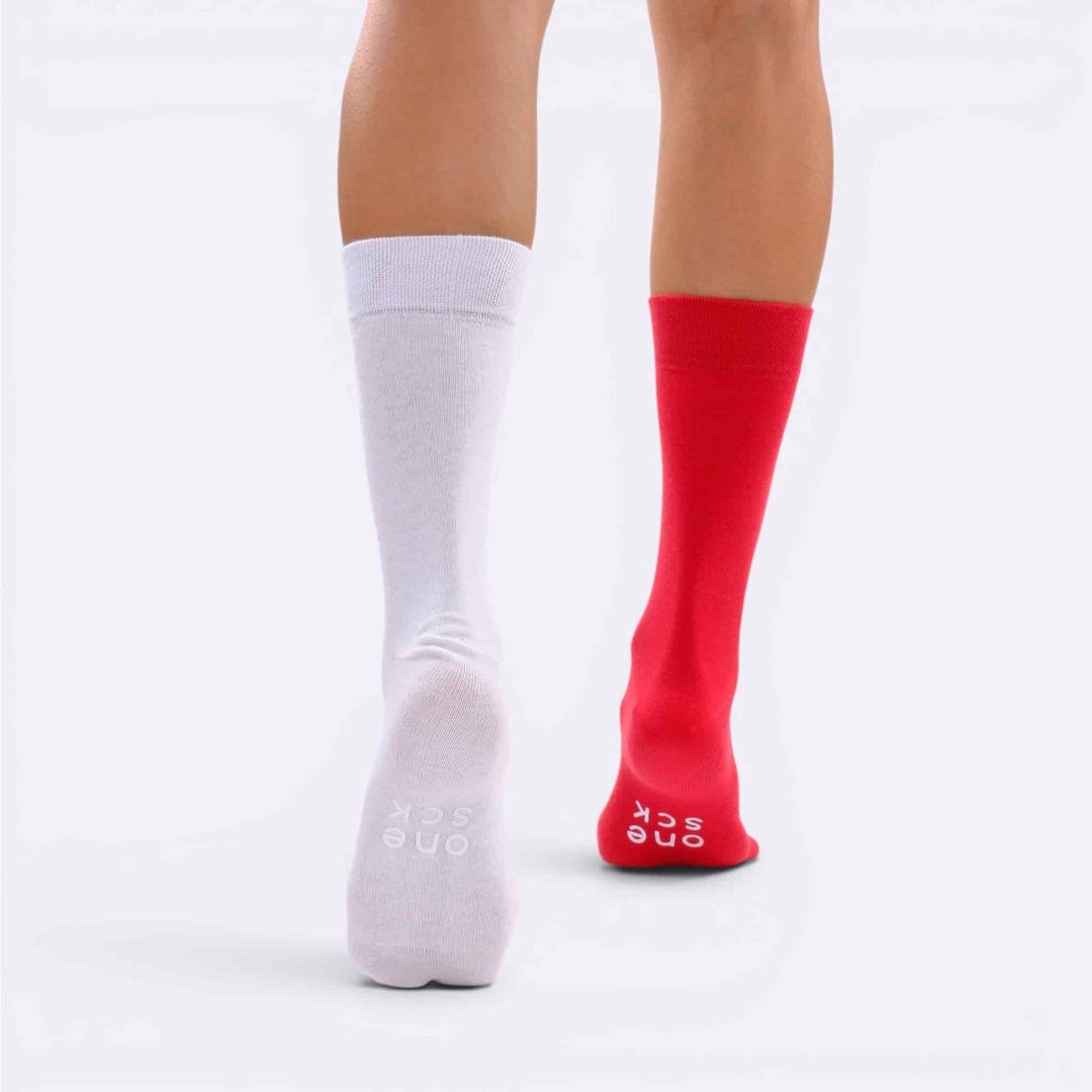 Red &amp; White Football Fan Socks - Team Colour Socks -Odd Socks