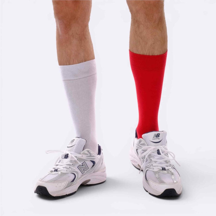 Red & White Football Fan Socks - Team Colour Socks -Odd Socks