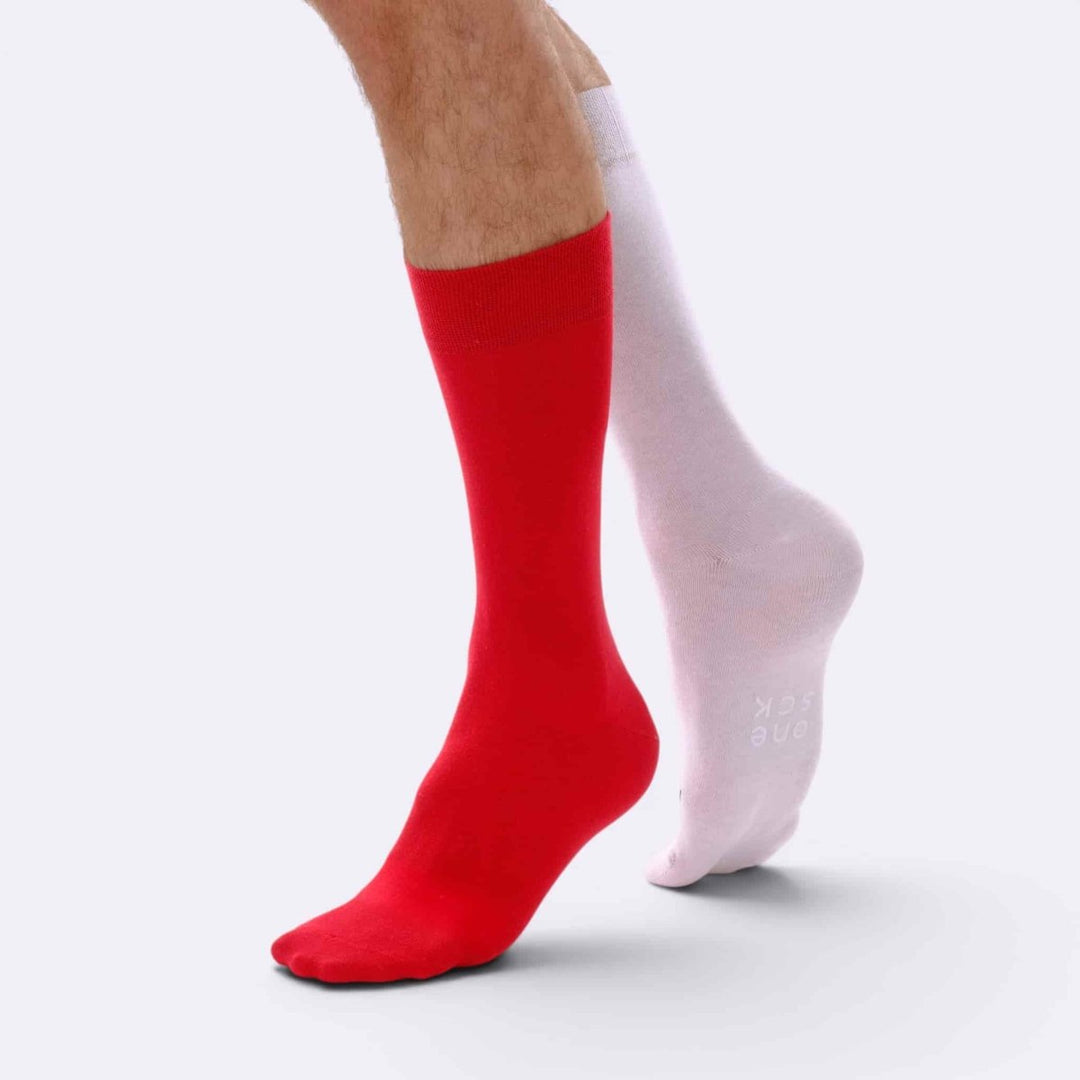 Red &amp; White Football Fan Socks - Team Colour Socks -Odd Socks