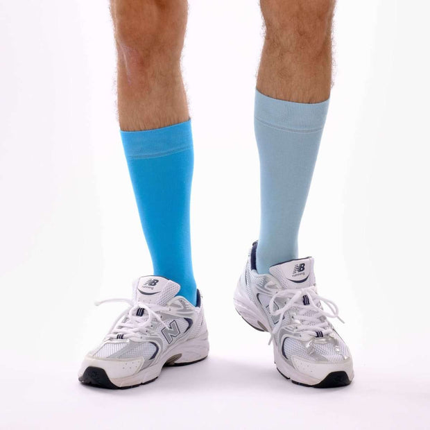 Sky Blue & Baby Blue Odd Socks – Mismatched Cotton Crew Socks - Odd Socks