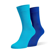 Sky Blue & Royal Blue Odd Socks – Mismatched Cotton Crew Socks - Odd Socks