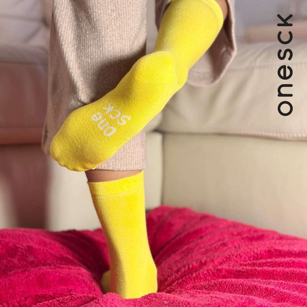 Yellow Organic Cotton Crew Kids Socks - Twin Socks