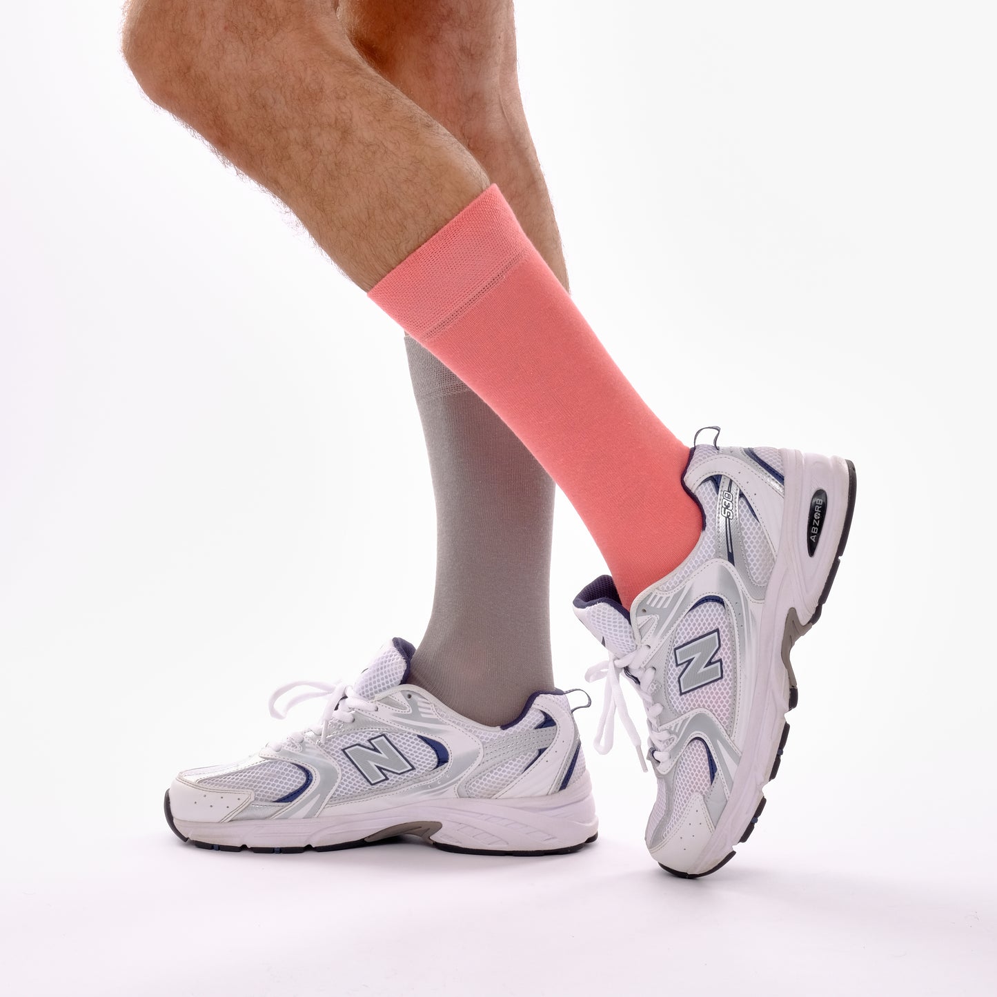 Coral Pink & Grey Odd Socks