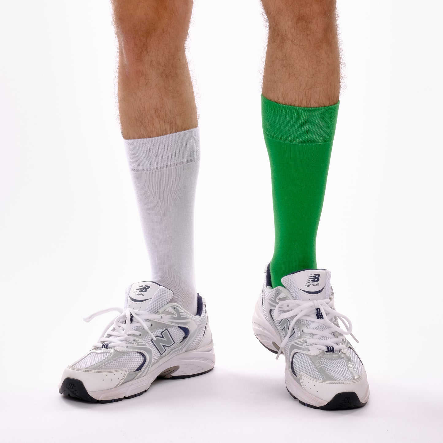 Green & Off White Odd Socks