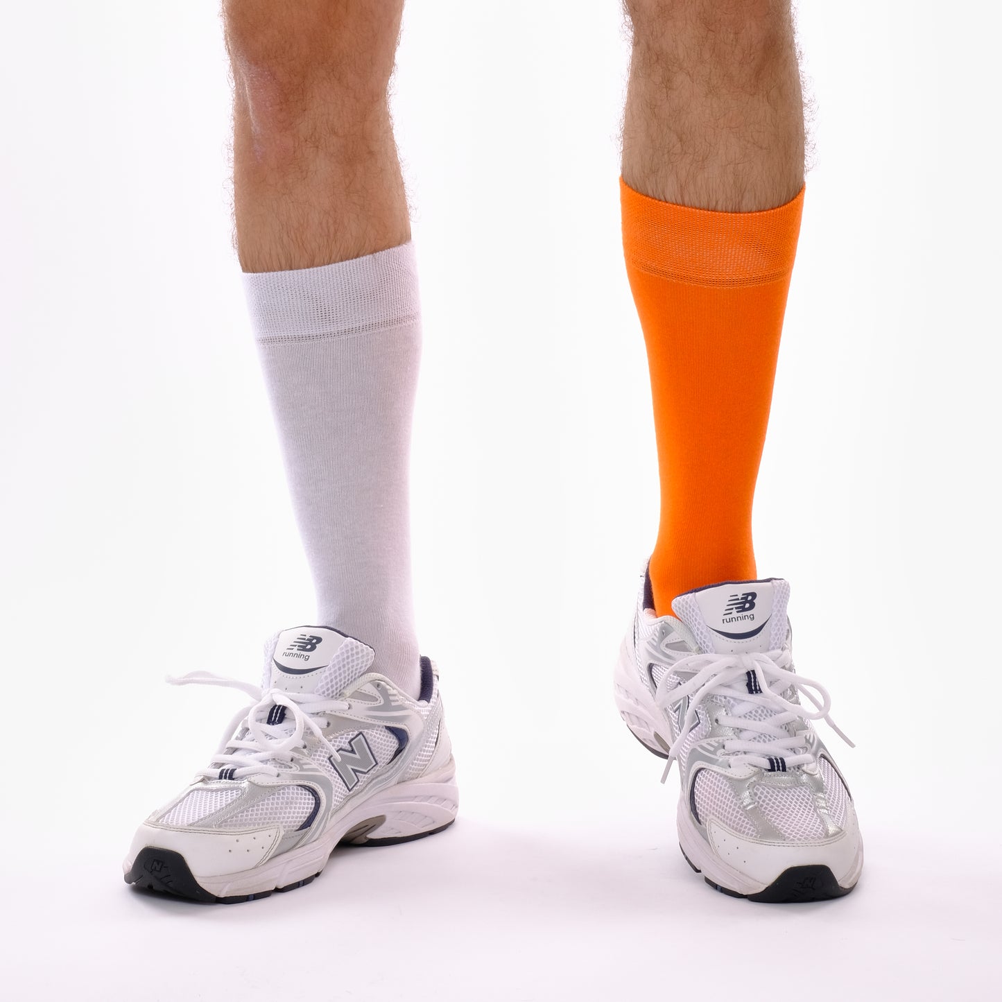 Orange & Off White Fans Odd Socks