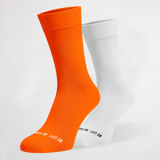 Orange & Off White Fans Odd Socks