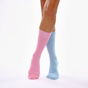 Baby Blue & Candy Pink Odd Socks – Mismatched Cotton Crew Socks - Odd Socks