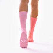 Coral Pink & Candy Pink Odd Socks – Mismatched Cotton Crew Socks - Odd Socks