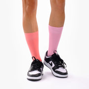 Coral Pink & Candy Pink Odd Socks – Mismatched Cotton Crew Socks - Odd Socks