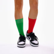 Green & Red Odd Socks – Mismatched Cotton Crew Socks - Odd Socks